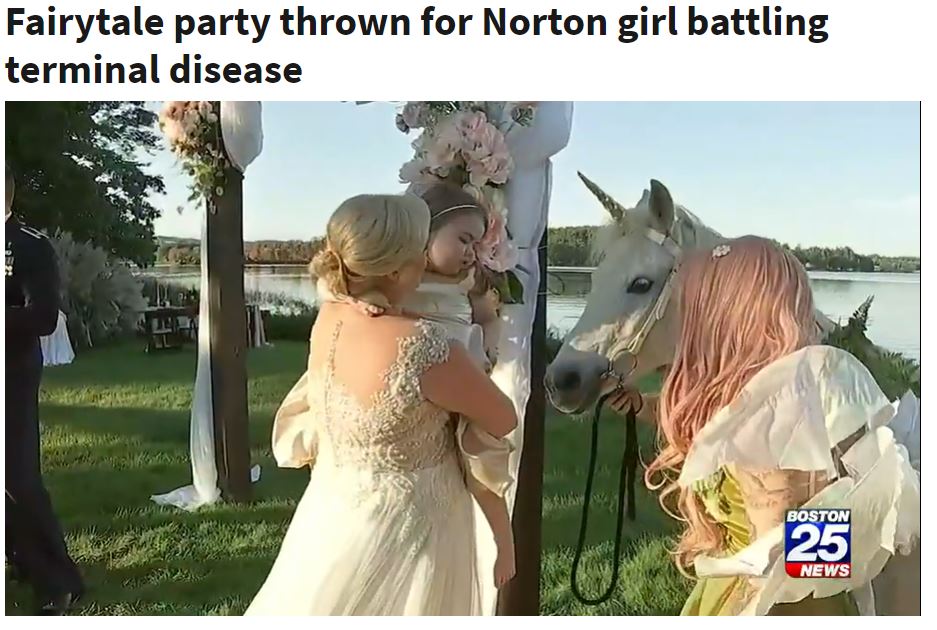 Boston 25 News feature: Fairytale party thrown for Norton girl battling terminal disease