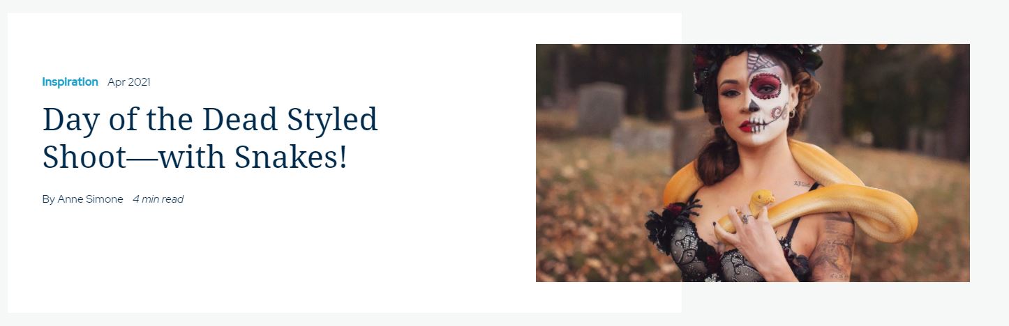 ShootProof Inspiration Blog feature on the Dia de los Muertos snake shoot